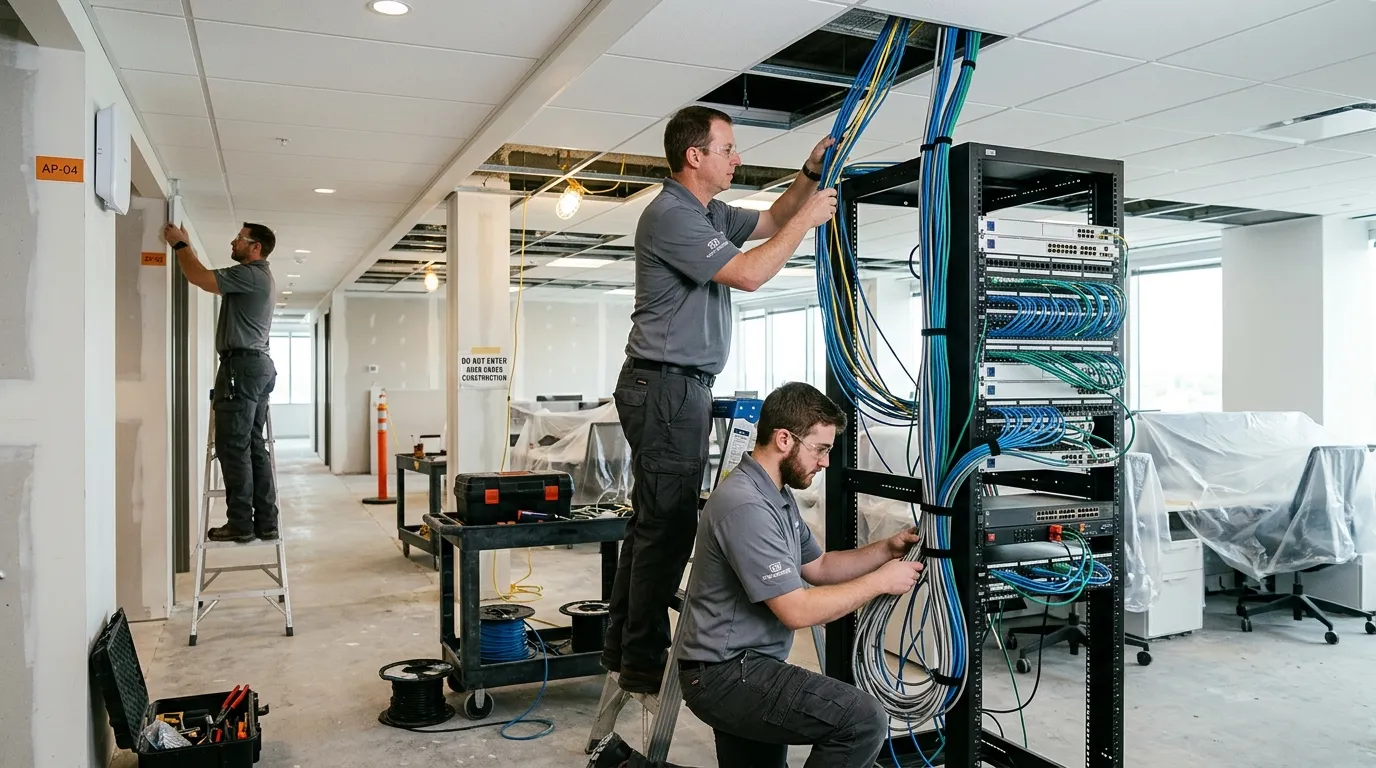 Técnica instalando access point Wi-Fi